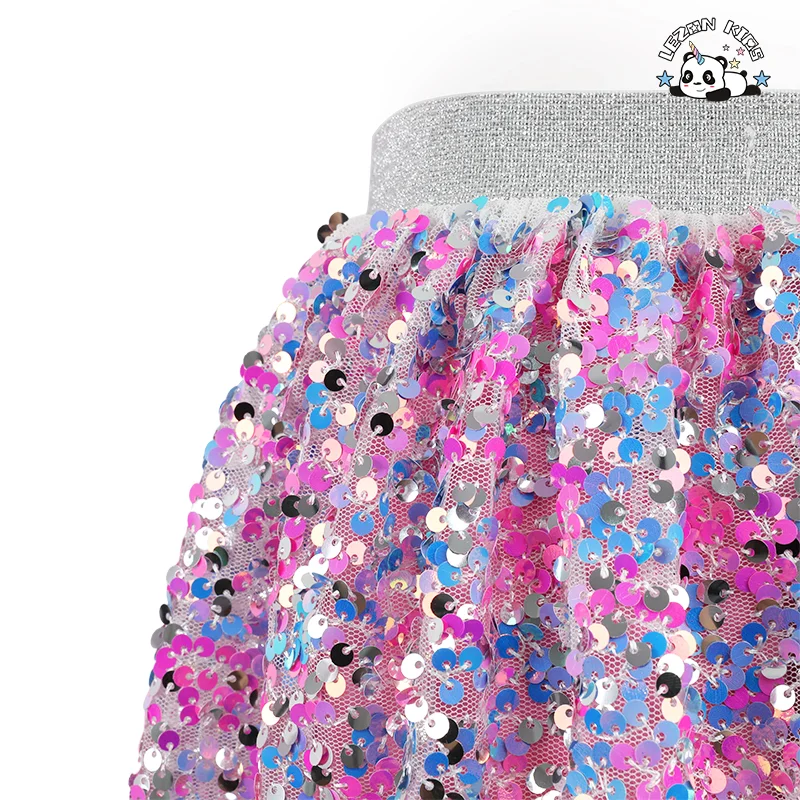LEZONKIDS - OEM Customizable Fashion Casual Designs Summer Breathable Tulle Sequin Short Skirts